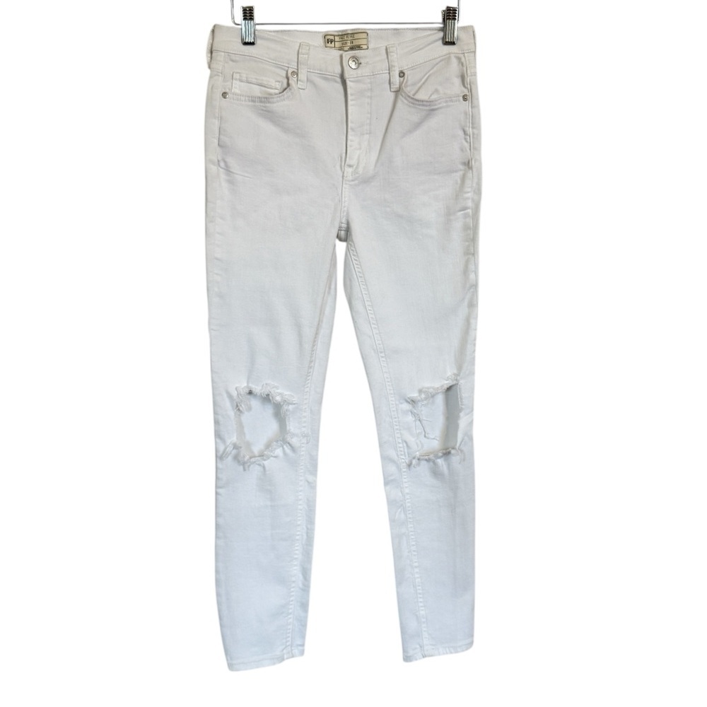 Free People White Distressed Skinny Jeans Women’s Size 28